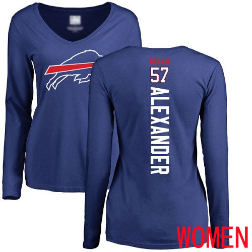 NFL Women Buffalo Bills #57 Lorenzo Alexander Royal Blue Backer Long Sleeve T Shirt